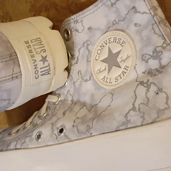 CONVERSE Platform Women's High-Top   Gray Marble and White Women's 11.0 Men 9.0 - Picture 3 of 12